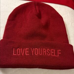 Red 'Love Yourself' Beanie